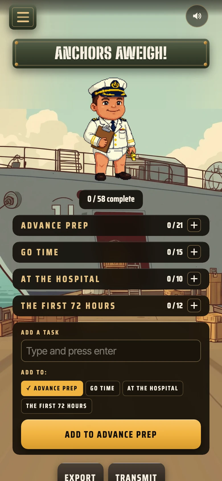 Anchors Aweigh: a fifty-three item advance preparation checklist